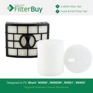 Shark NV650 HEPA, Foam &amp; Felt Filter Kit, Part #&#039;s XHF650 &amp; XFF650. Designed by FilterBuy to fit Shark Rotator...
