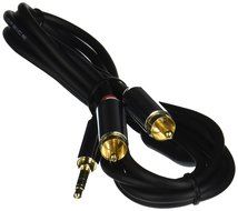 Monoprice 109768 6-Feet 3.5mm Stereo Male to RCA Stereo Male Gold Plated Cable for Mobile, Black N3