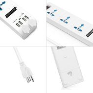 BESTEK 3 Universal Outlets Surge Protector Power Strip with 5.2A 4 USB Charging Ports