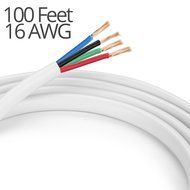In Wall Speaker Wire | 100 Feet | 14AWG CL3 Rated 4-Conductor Wire White Oxygen Free Copper includes banana plugs... N25