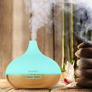 Mindkoo Air Humidifier Purifiers Aroma Essential Oil Diffuser 300ml Wood Grain Base with Cool Mist and Colorful... N4