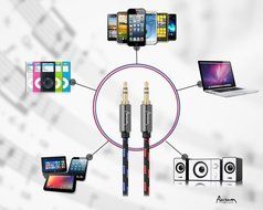 Aurum Cables Male to Male 3.5mm Universal Gold Plated Auxiliary Audio Stereo Cable for iPhone, iPad, iPod, Kindle... N7
