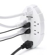 Bestten 6 Outlet Socket Wall Mount Surge Protector with Dual USB 3.1A Port Wall Charger N10