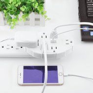 Bestten 6 Outlet Socket Wall Mount Surge Protector with Dual USB 3.1A Port Wall Charger N11