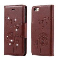 iPhone 6/6S 3D Handmade Diamond Case-Auroralove Gold Bling PU Leather Lovely Dandelion Credit Card Kickstand Flip...