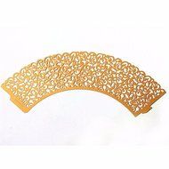 Welldone 100pcs Filigree Vine leaves Laser Hollow Edge Baking Cake Cups Birthday Party (Red)
