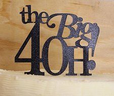 All About Details Black The Big 4OH! Cake Topper