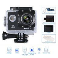 Vemico Action Camera 4K30FPS 16MP WIFI 2.0 Inch Screen Waterproof Sports Helmet Cam with Extra 1050 mAh Battery... N2