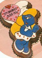 Wilton Smurfette Birthday / Playing Tennis / Christmas Holiday / Valentine Love / Cake Pan (502-4017, 1983) Wallace...