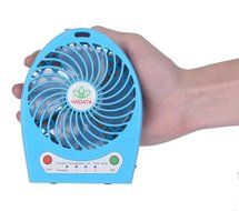 Welltop&reg; Portable Mini fan Rechargeable Desktop Fan wih LED Light 4-inch Vanes 3 Speeds Battery/ USB Powered Household...