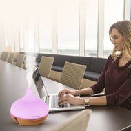 Mindkoo Air Humidifier Purifiers Aroma Essential Oil Diffuser 300ml Wood Grain Base with Cool Mist and Colorful... N5