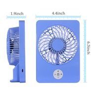 Battery Fan Mini USB Fan 3 Speed Rechargeable Table Fan with 18650 Rechargeable Battery (Blue) N4