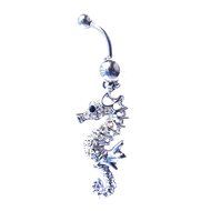 Dedegui Silver Bar Sea Horse 14g Belly Button Navel Ring Body Piercing Jewelry