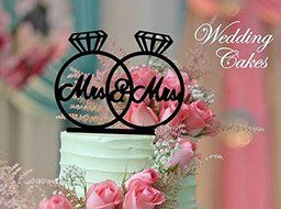 ShinyBeauty Mr And Mrs Cake-Topper,Custom Wedding Cake Topper (Design 12) N2