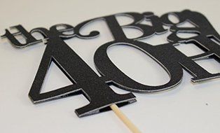 All About Details Black The Big 4OH! Cake Topper N2