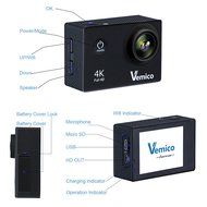 Vemico Action Camera 4K30FPS 16MP WIFI 2.0 Inch Screen Waterproof Sports Helmet Cam with Extra 1050 mAh Battery... N4