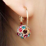 Lovely Korean Women Colorful Crystal Rhinestone Ball Ear Stud Hoop Earrings FT56 N3