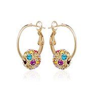 Lovely Korean Women Colorful Crystal Rhinestone Ball Ear Stud Hoop Earrings FT56 N4