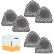 Theater Solutions 6R6G Outdoor Granite 6.5" Rock 6 Speaker Set with Wire for Yard Pool Spa Patio Garden