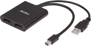 Accell K088B-003B Mini DisplayPort 1.2 to 3 DisplayPort Multi-Display MST Hub - Designed for Microsoft Surface N2