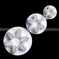 Generic 3Pcs/Set Snowflake Sugarcraft Fondant Gum Paste Cakes Cookie Decorating Cutter Plunger Mold(White) N4