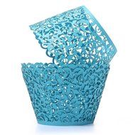 Welldone 100pcs Filigree Vine leaves Laser Hollow Edge Baking Cake Cups Birthday Party (Red) N3