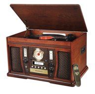 Victrola VTA-750B Nostalgic Aviator 7-in-1 Turntable Wooden Entertainment Center with Bluetooth, Oak N2