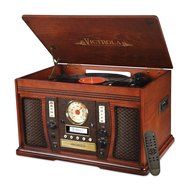 Victrola VTA-750B Nostalgic Aviator 7-in-1 Turntable Wooden Entertainment Center with Bluetooth, Oak N3