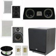 Theater Solutions 5.1 Home Theater 4 Speaker Set with Center, 12" Powered Sub and More TS5W6WC51SET7