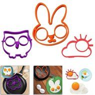 3 pack, OWL, RABBIT and Sunrise Fried Egg Ring Mold Art Breakfast N2