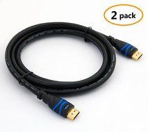 BlueRigger High Speed HDMI Cable with Ethernet 3 Feet (2-Pack) - Supports 3D and Audio Return [Latest Version]