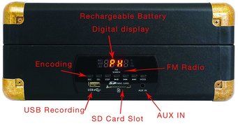 Boytone BT-101TBBK 5 in 1 Briefcase Record Player AC-DC Built in Rechargeable Battery, with 2 Stereo Speakers... N4