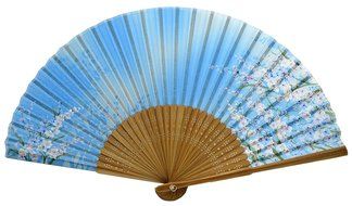 TANG DYNASTY(TM) High Quality Japanese Silks Hand Fan Blue Handheld Fan Jhf-151