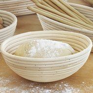 Supershopping 8 inch Bread Dough Proofing Basket Set with Free Linen Liner,Round Shape N4