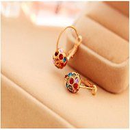 Lovely Korean Women Colorful Crystal Rhinestone Ball Ear Stud Hoop Earrings FT56 N5