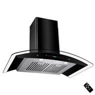 30 in. Convertible Wall Mount Range Hood in Black with Tempered Glass and Remote Control N2