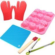 Silicone Bakeware Set - Silicone Candy Molds, Silicone Potholder, Silicone Baking Gloves, Silicone Kitchen Tongs...
