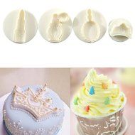 4pcs Crown Fondant SugarCraft Cake Cutter Plunger Pastry Cookie Decoration Mold