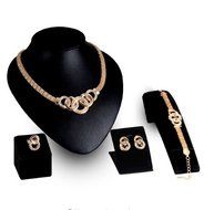 New Vintage Jewelry Sets Nigerian African Beads Collar Statement Necklace Earrings Bracelet Ring Women Wedding...