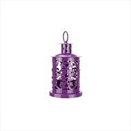 NorthLight 5.9 in. Shiny Purple Wrought Iron Ornate Candle Lantern