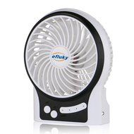 Efluky Mini USB 3 Speeds Rechargeable Portable Table Fan, 4.5-Inch, Black N5