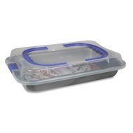 Better Chef BW-10 Dishwasher Safe Gray Carbon Steel Roasting Pan w Lid &amp; Handles