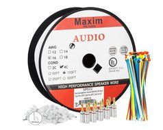 In Wall Speaker Wire | 100 Feet | 14AWG CL3 Rated 4-Conductor Wire White Oxygen Free Copper includes banana plugs... N31