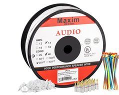 In Wall Speaker Wire | 100 Feet | 14AWG CL3 Rated 4-Conductor Wire White Oxygen Free Copper includes banana plugs... N32