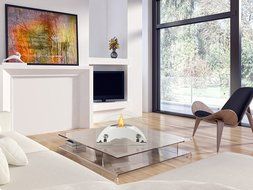 Ignis Portable Tabletop Ventless Bio Ethanol Fireplace - Harbor (White) N5