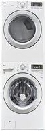 LG White Front Load Laundry Pair with WM3170CW 27" Washer, DLG3171W 27" Gas Dryer and KSTK1 Stacking Kit