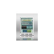 Summit SCR600LSHADA: ADA compliant, commercially approved glass door beverage center with white cabinet, full-length...