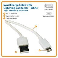Tripp Lite Apple MFI Certified 10-Feet 3M Lightning to USB Cable Sync Charge iPhone/iPod/iPad - Black (M100-010...