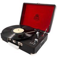 GPO Attache Briefcase Style 3-Speed Portable Vinyl Turntable with Built-in Stereo Speakers and USB Stick for Recording... N9