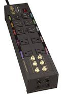 Tripp Lite Isobar 10 Outlet Audio/Video Surge Protector Tel/Modem/Coax/Network 8ft Cord Right Angle Plug (HT10DBS) N2